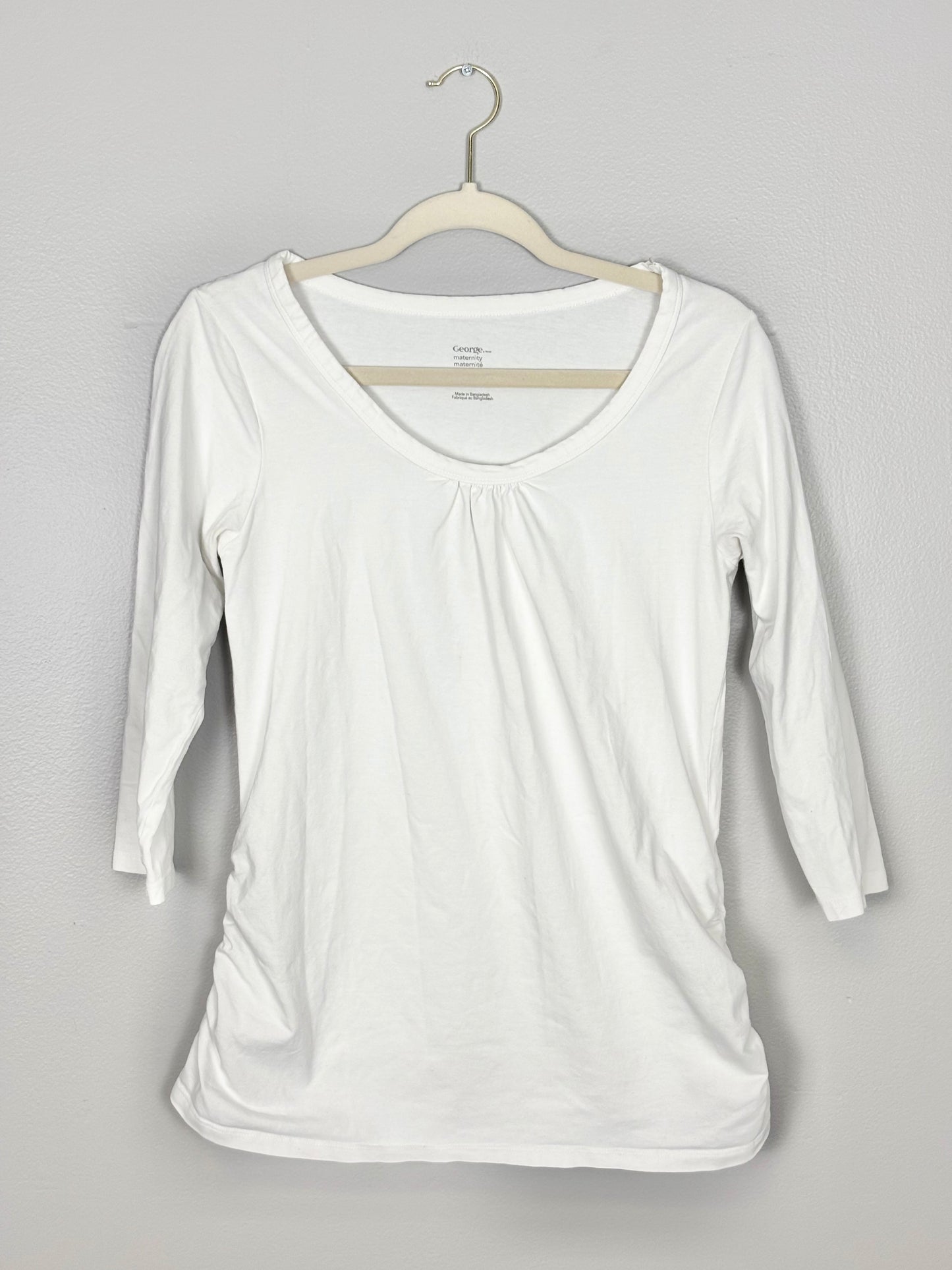 S - George Basic White Long Sleeve Shirt