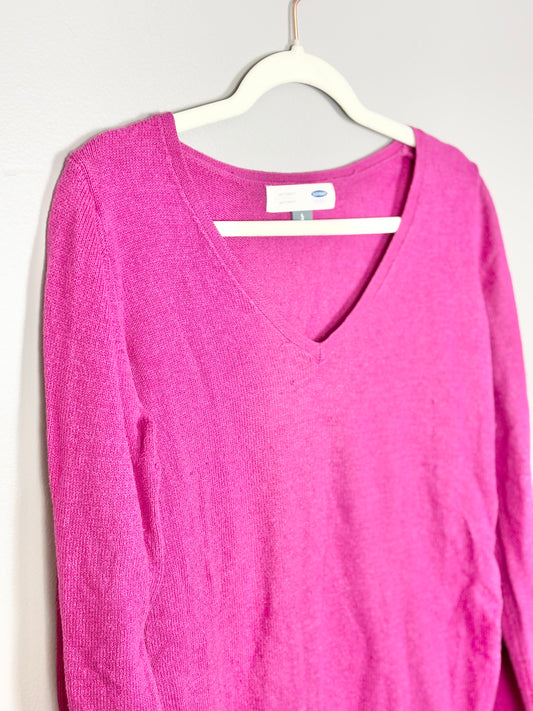 L - Old Navy Pink V-Neck Sweater