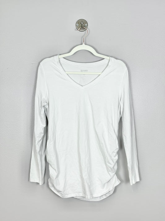 L - Old Navy White Basic Long-Sleeve Top