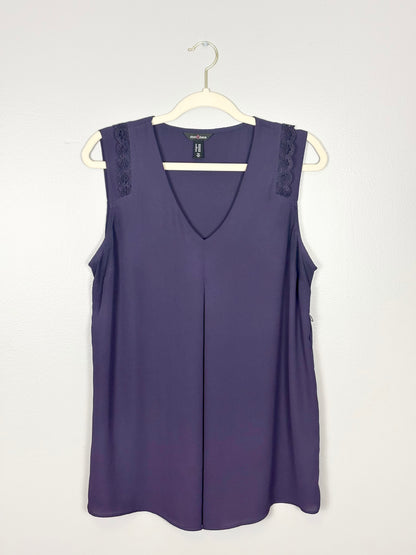 M - Stork & Babe Plum Sleeveless Top with Lace Detail