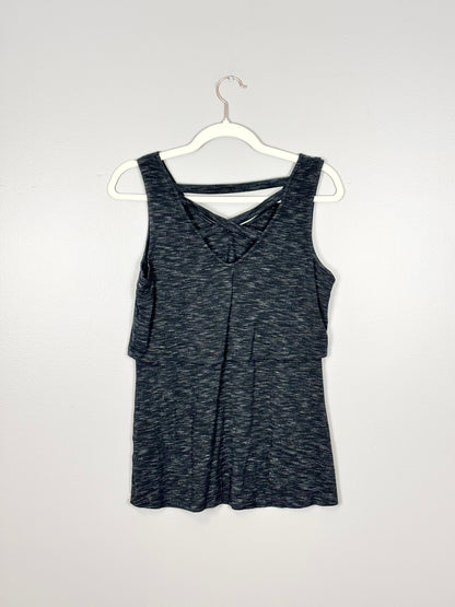 S - Thyme Criss Cross Black Nursing Tank