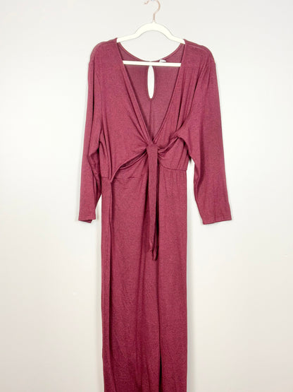 XXL - Old Navy Burgundy Tie-Front Jumpsuit