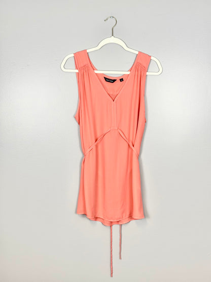 L - Stork & Babe Coral Tie-Waist Sleeveless Tunic