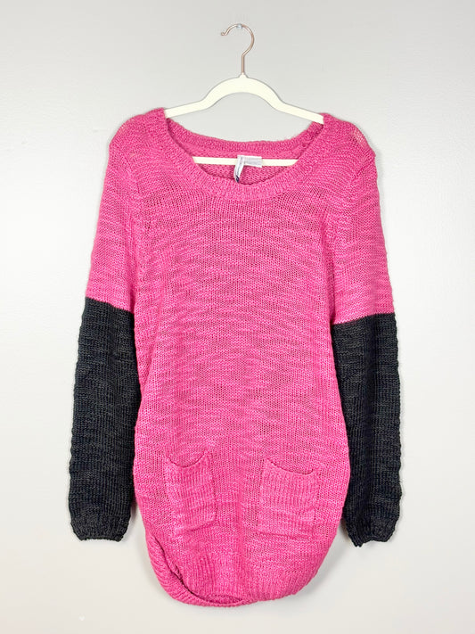 3XL - Planet Motherhood Pink & Black Contrast Sweater