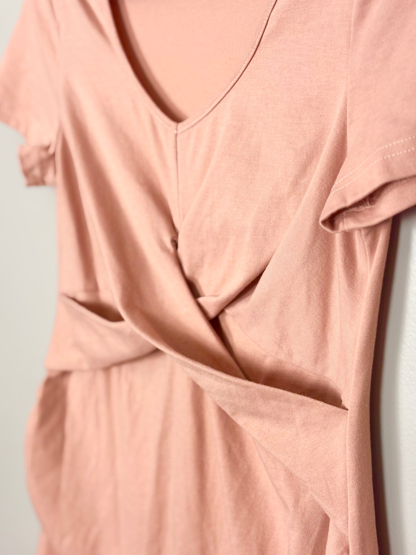 M - SHEIN Soft Pink Wrap-Front Shirt