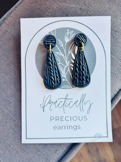 Practically Precious Earrings - Black Cableknit