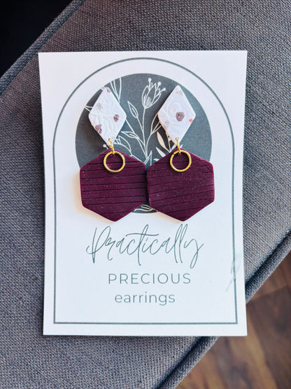 Practically Precious Earrings - Aubergine Hexagon