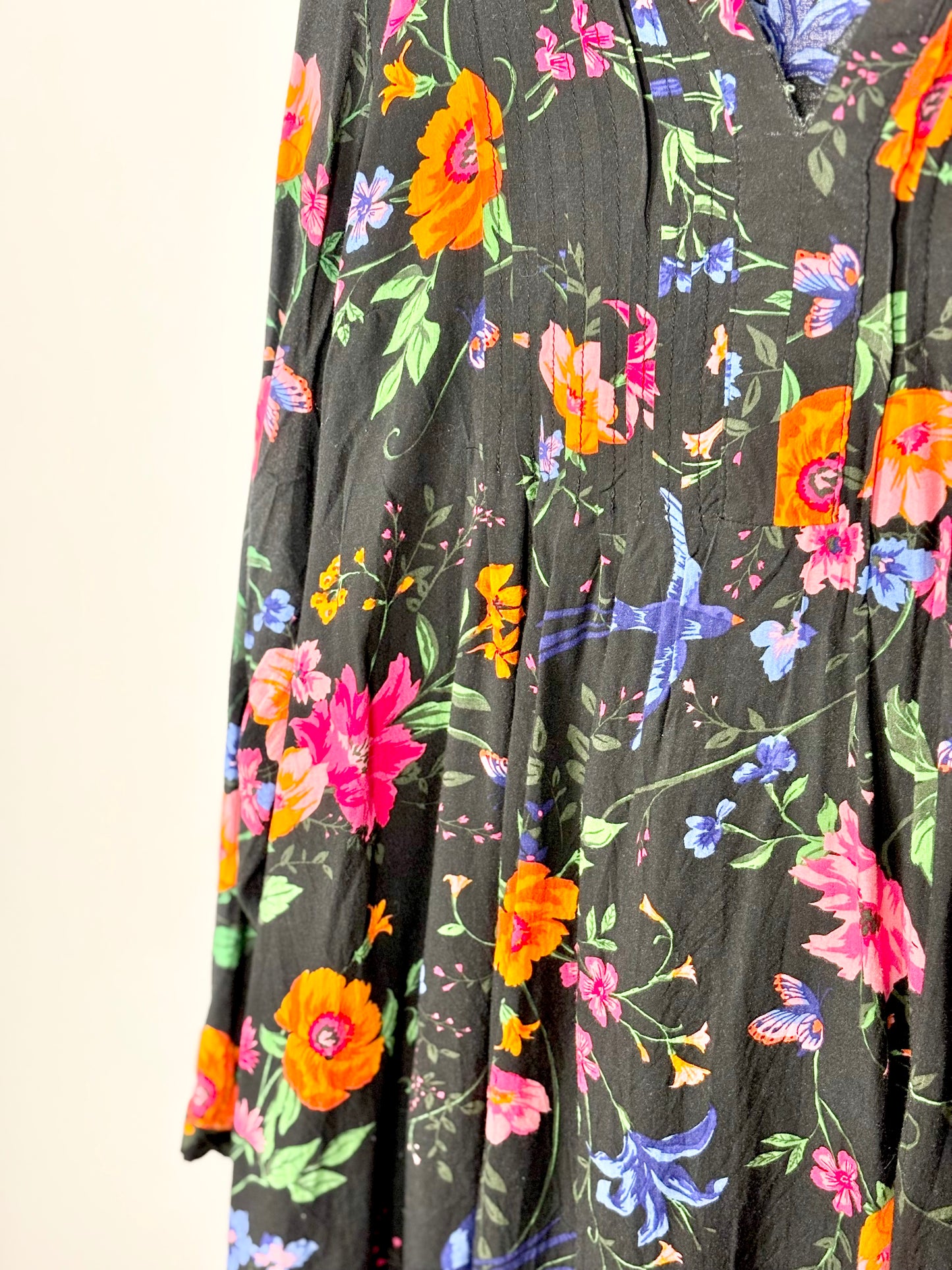 L - Old Navy Black Floral Blouse