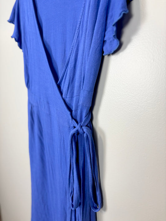 S - DynaBelly Blue Wrap Nursing Dress