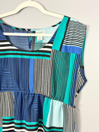 L - Motherhood Abstract Teal Blouse