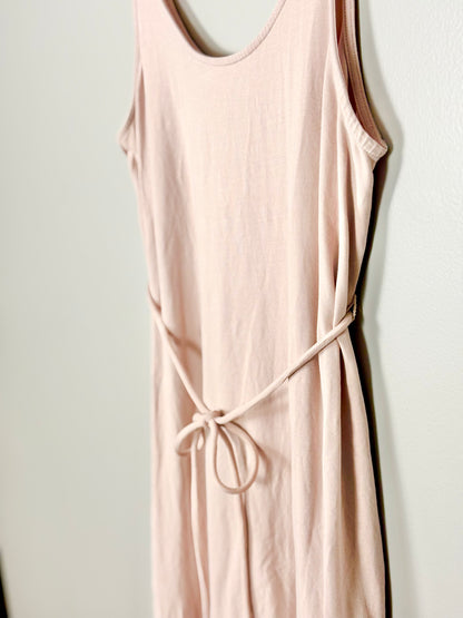 M - H & M Tie-Waist Soft Pink Midi Dress