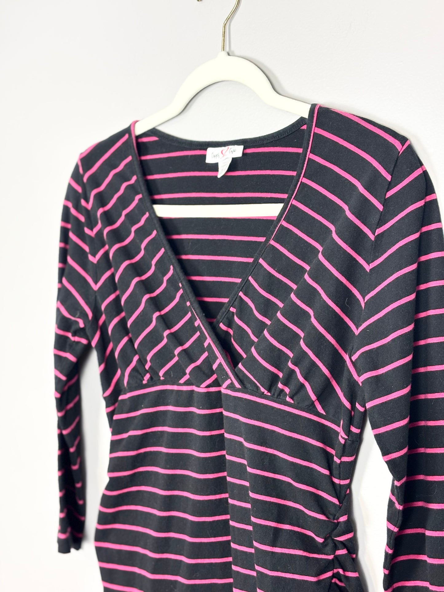 M - Times Two Nursing-Friendly Pink Stripe Shirt