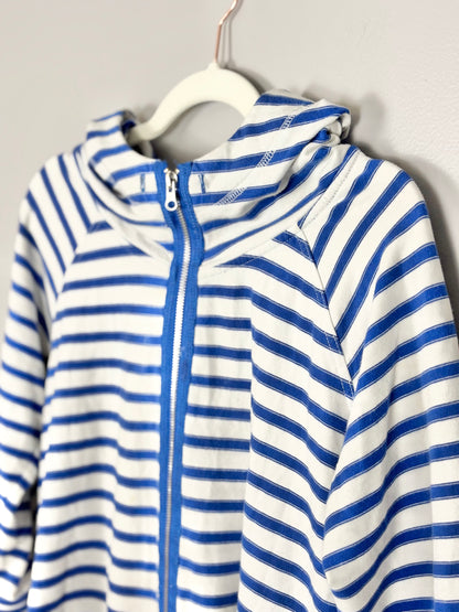 M - Thyme Blue & White Stripe Hoodie