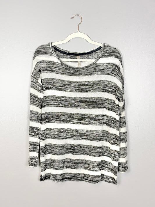 S - Thyme Black & White Stripe Sweater