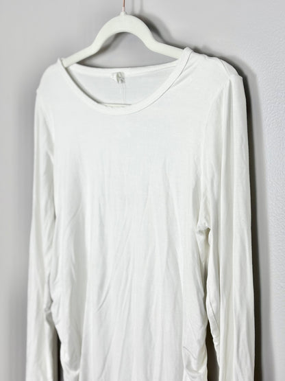 L - Pink Blush Basic White Long-Sleeve Top