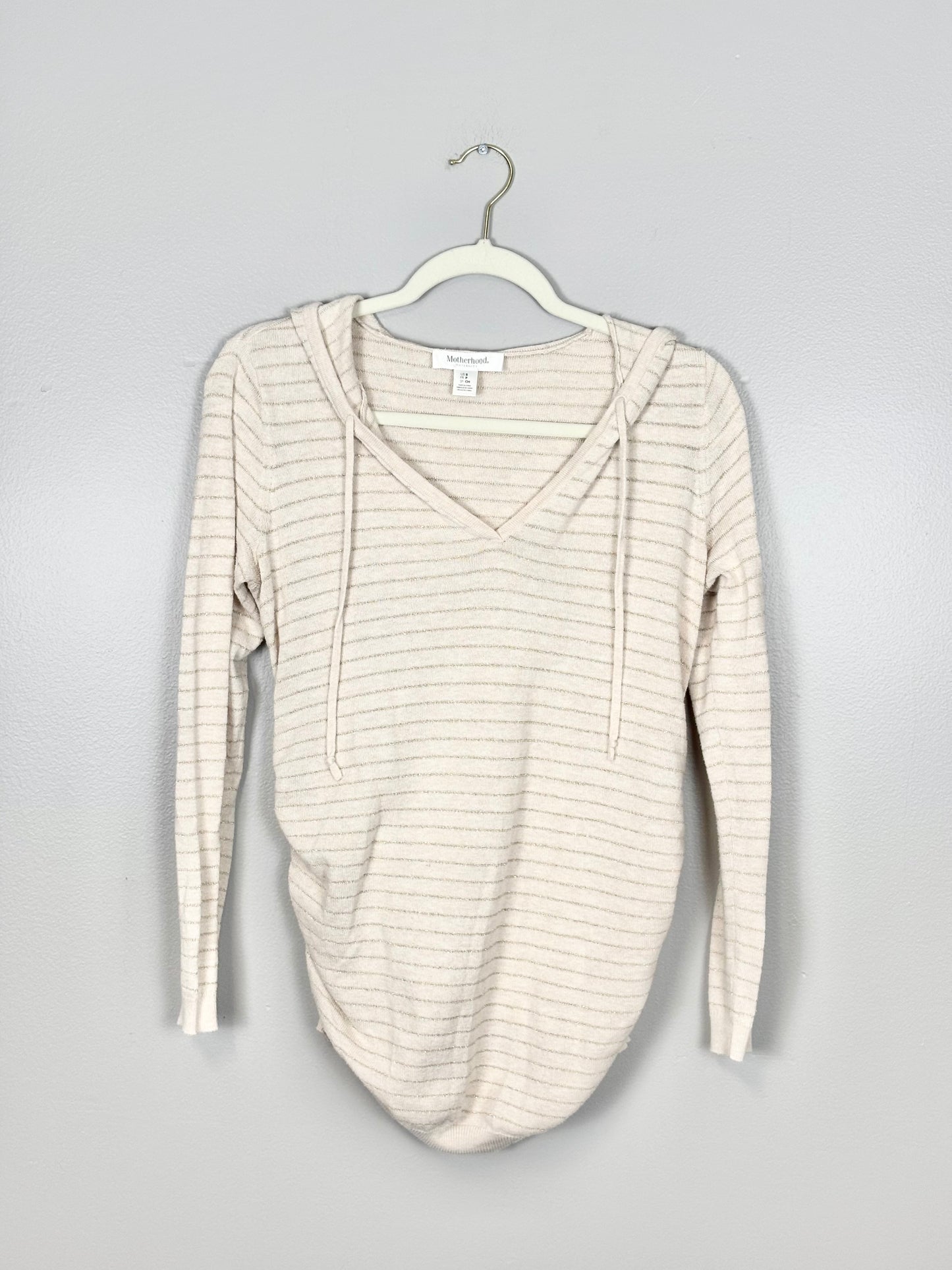 S - Motherhood Gold & Pink Striped Hoodie