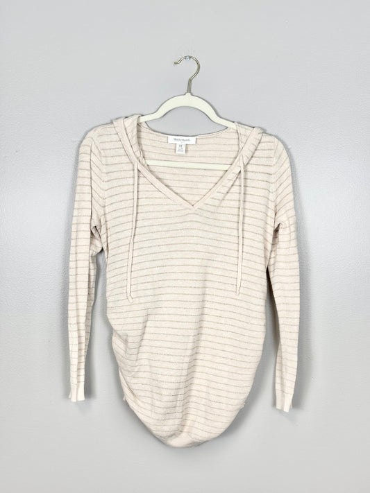 S - Motherhood Gold & Pink Striped Hoodie