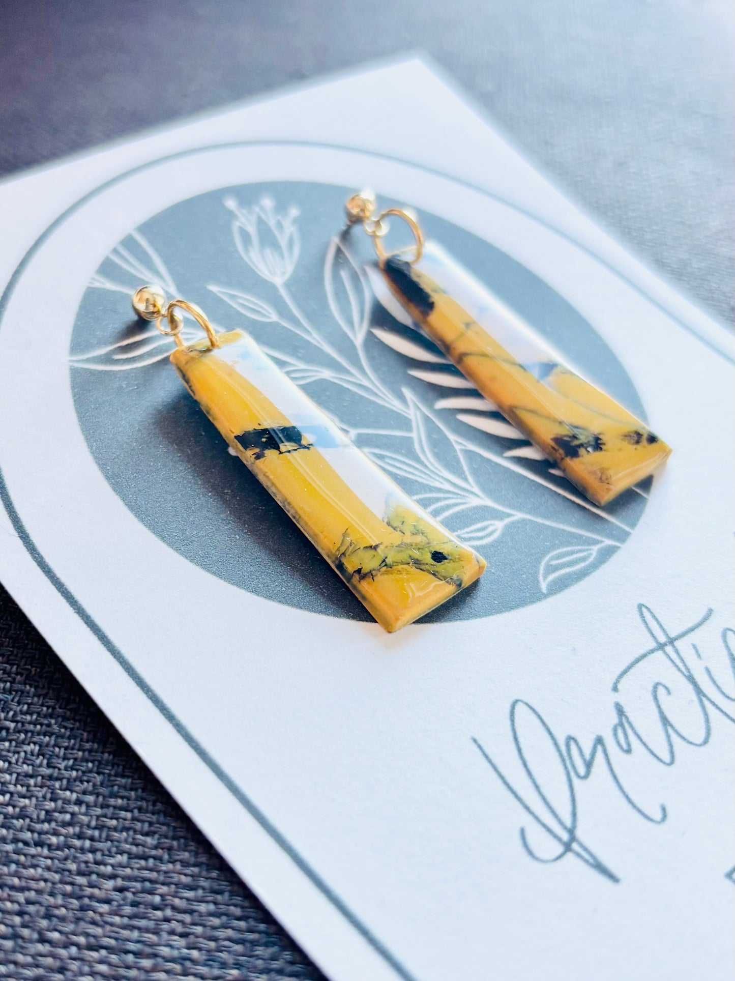 Practically Precious Earrings - Mustard Rectangle