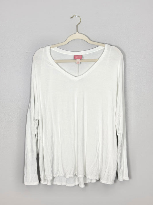 L - Paisley Sky Long Sleeve White Top