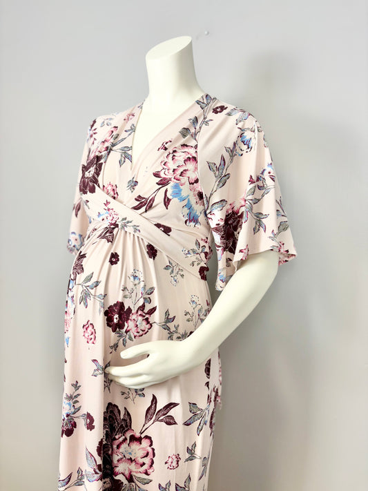 M - Jessica Simpson Pink Floral Kimono Maxi Dress