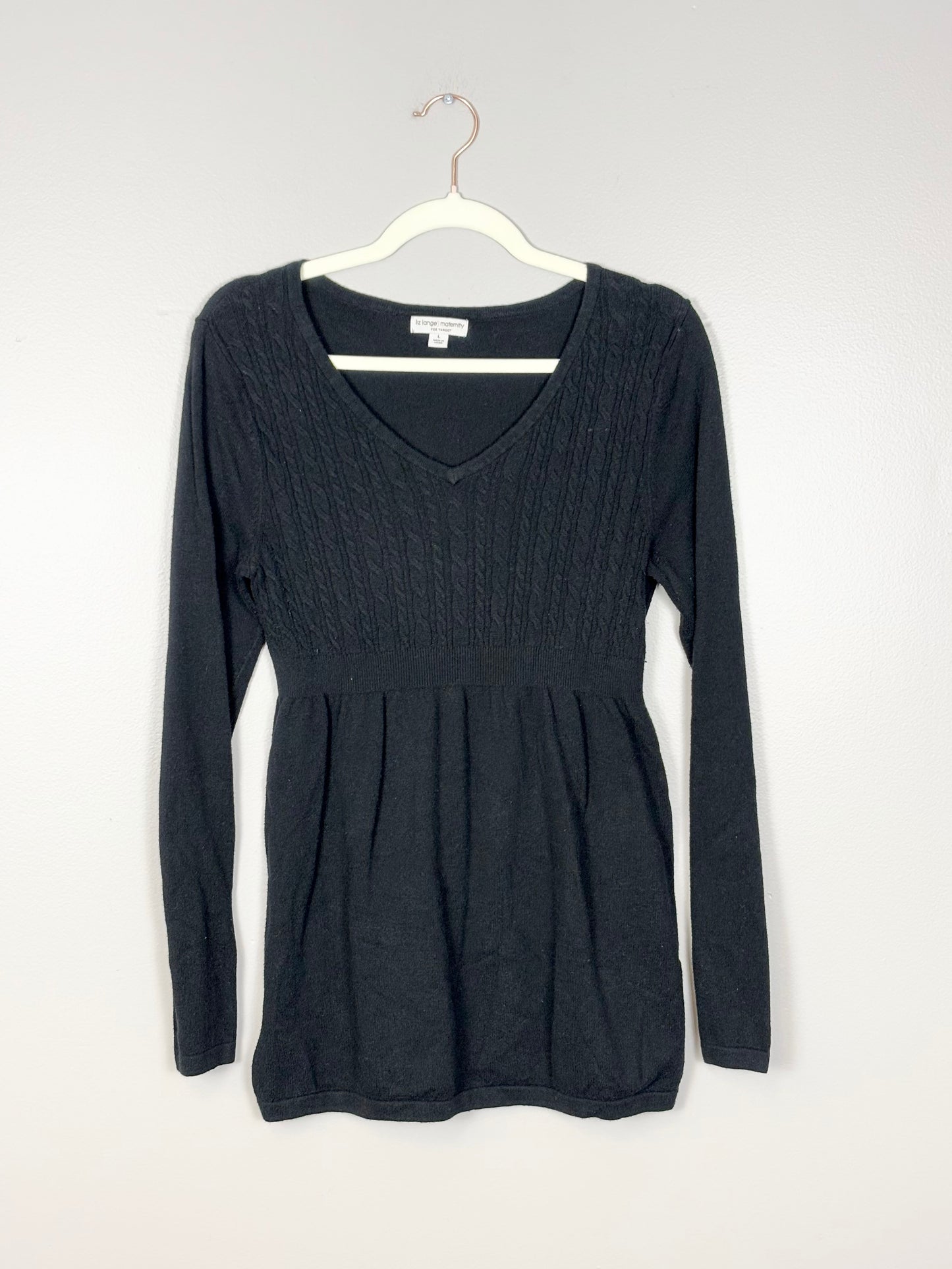 L - Liz Lange Black Long Sweater