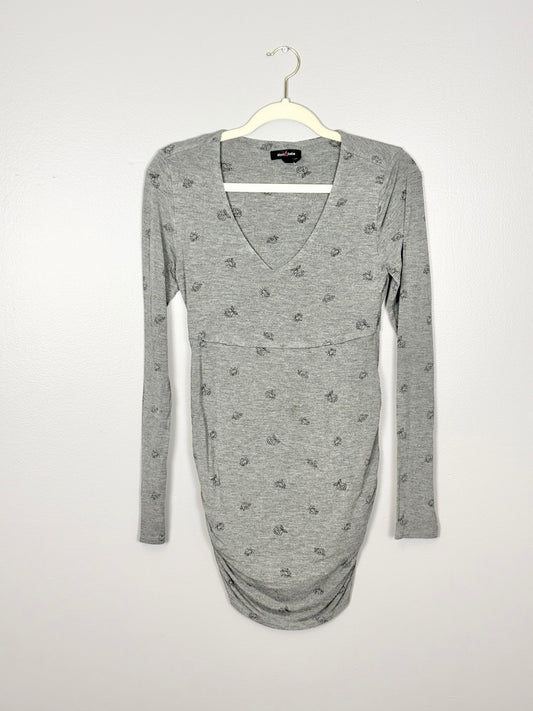 XS - Stork & Babe Grey Rose Long Sleeve Top