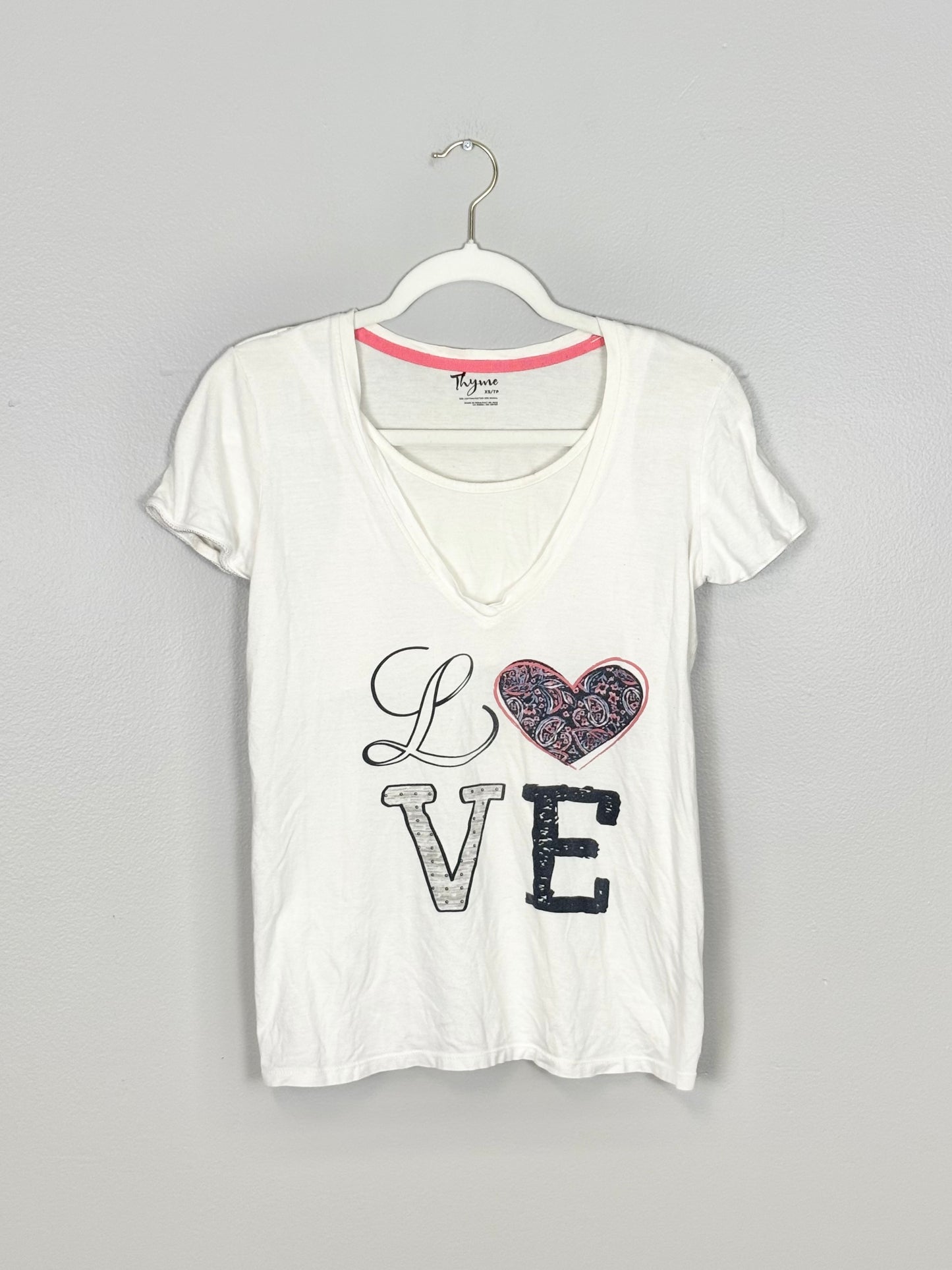 XS - Thyme LOVE White Shirt