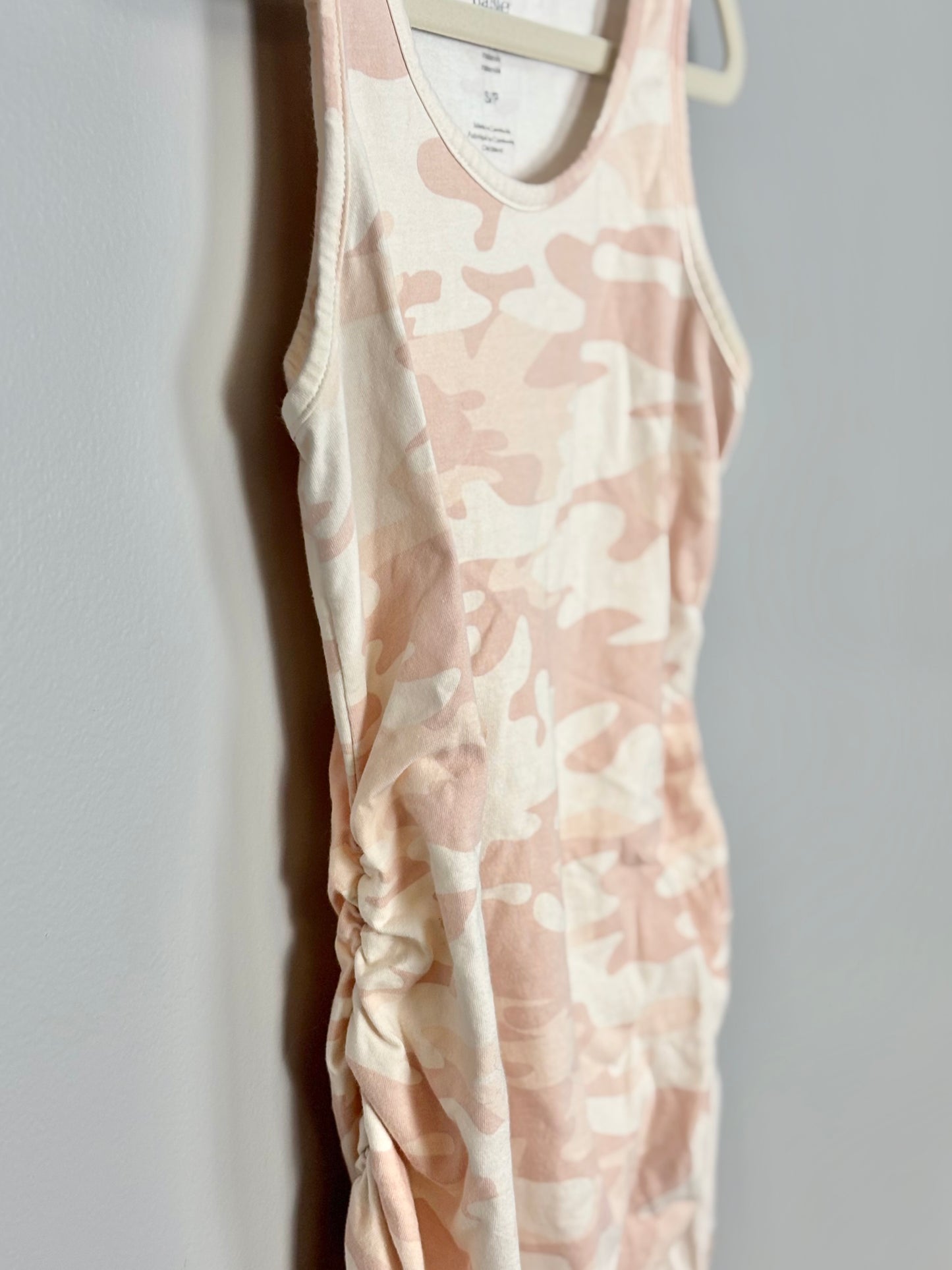 S - Paisley Sky Camo Pink Shirred Tank