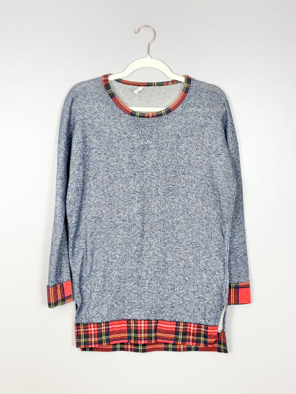 M - Pink Blush Christmas Tartan Sweater