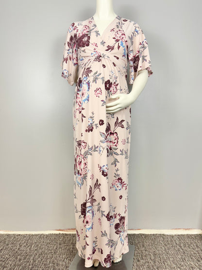 M - Jessica Simpson Pink Floral Kimono Maxi Dress