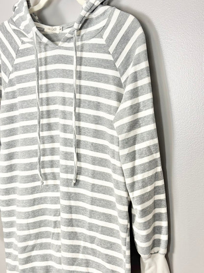 S - Ella Bella Grey Striped Maternity Sweater