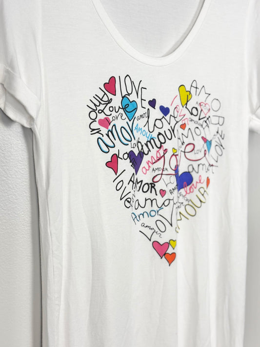 M - Thyme “Love” Heart Print Shirt