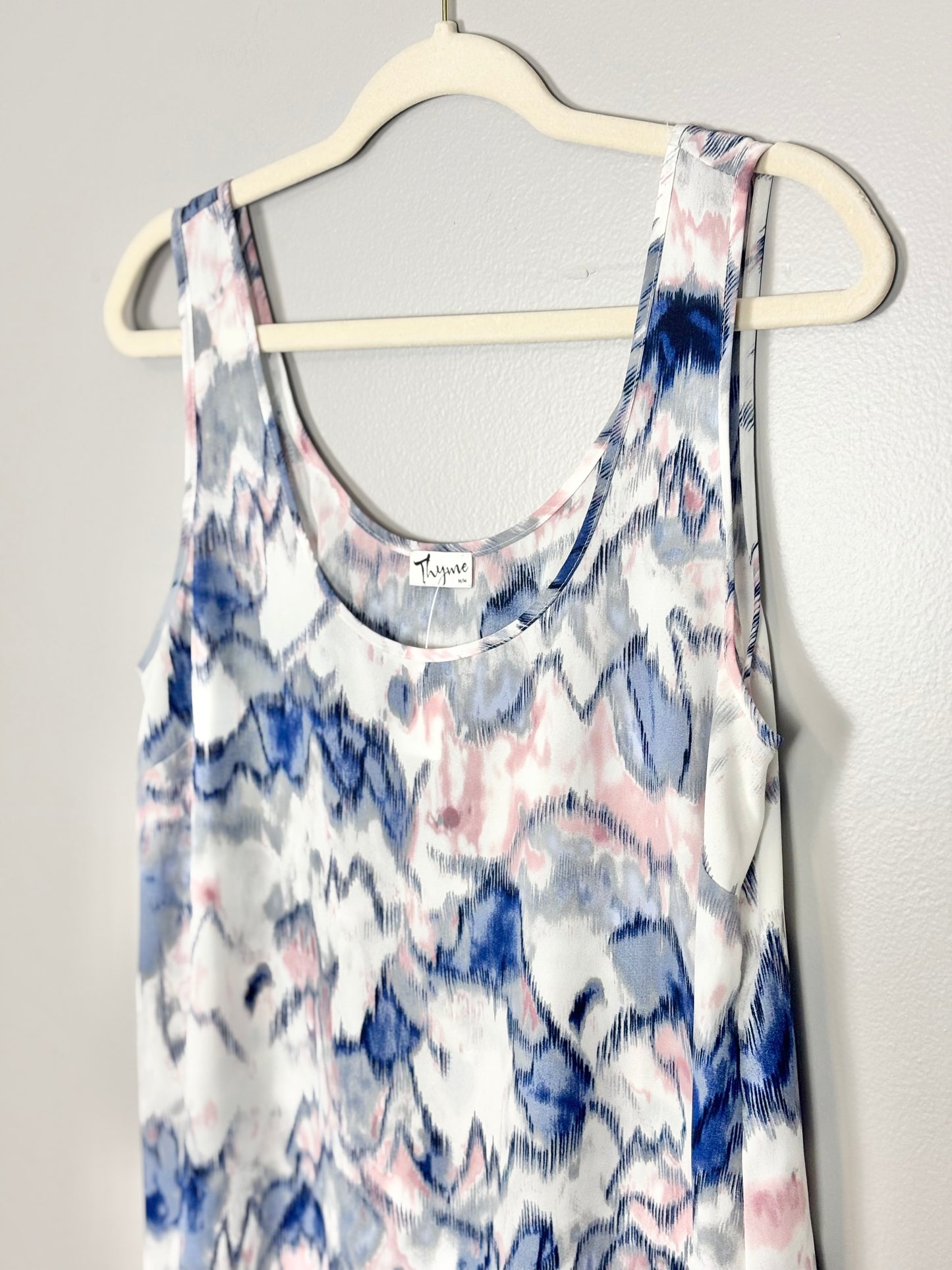 M - Thyme Blue & Pink Sleeveless Top