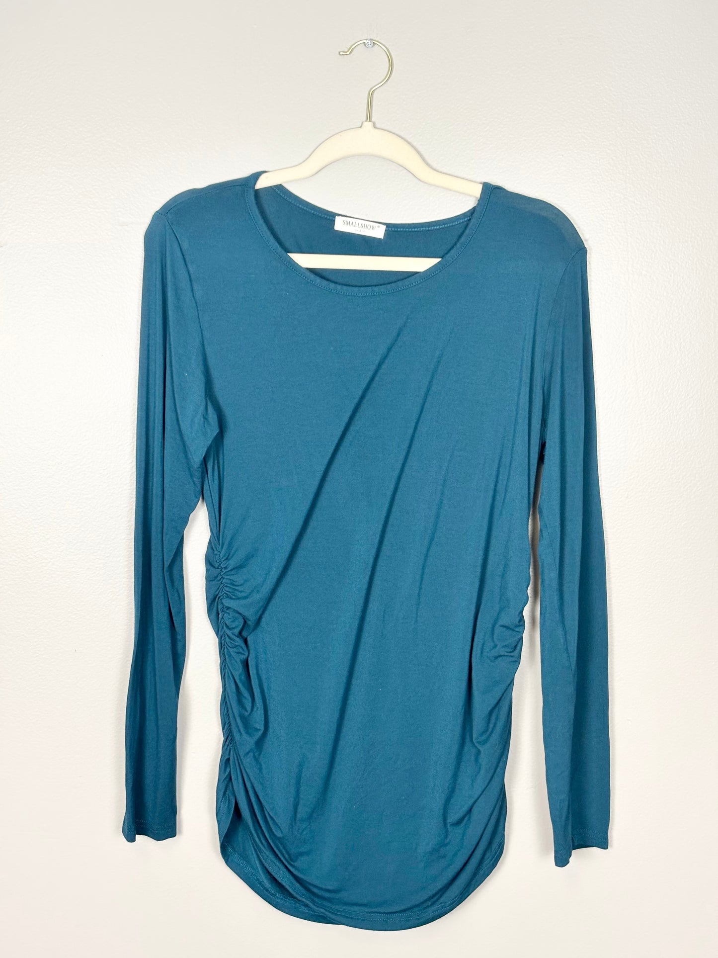 L - Smallshow Teal Maternity Shirt