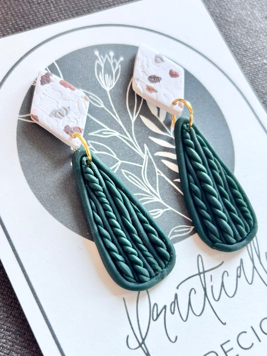 Practically Precious Earrings - Pine Cableknit