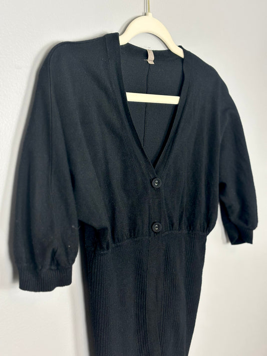 S - Thyme Black 3/4 Sleeve Cardigan