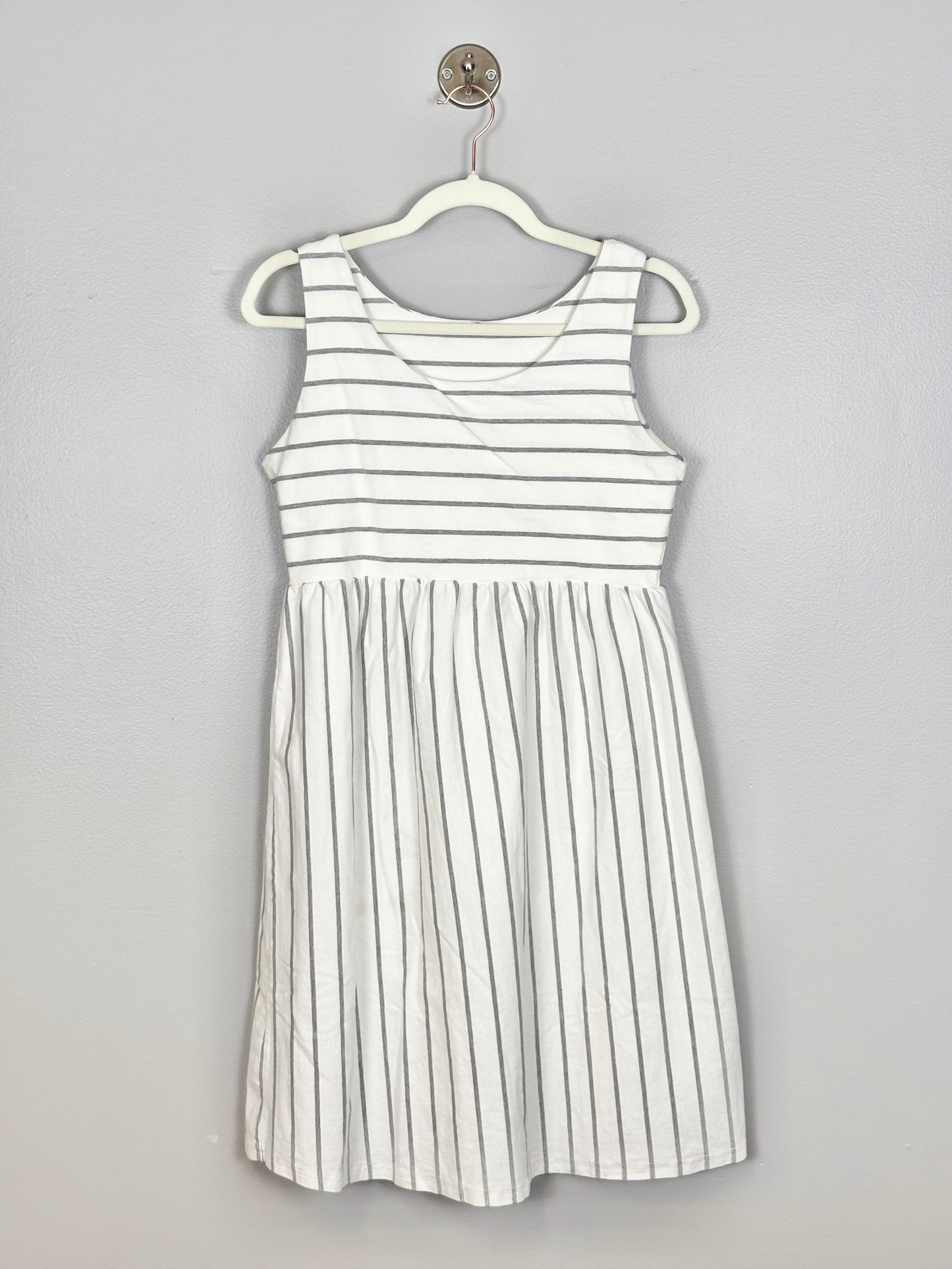 M - Unknown Brand Cream & Grey Stripe Dress