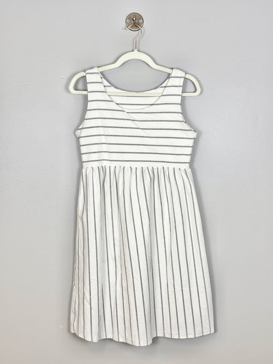 M - Unknown Brand Cream & Grey Stripe Dress