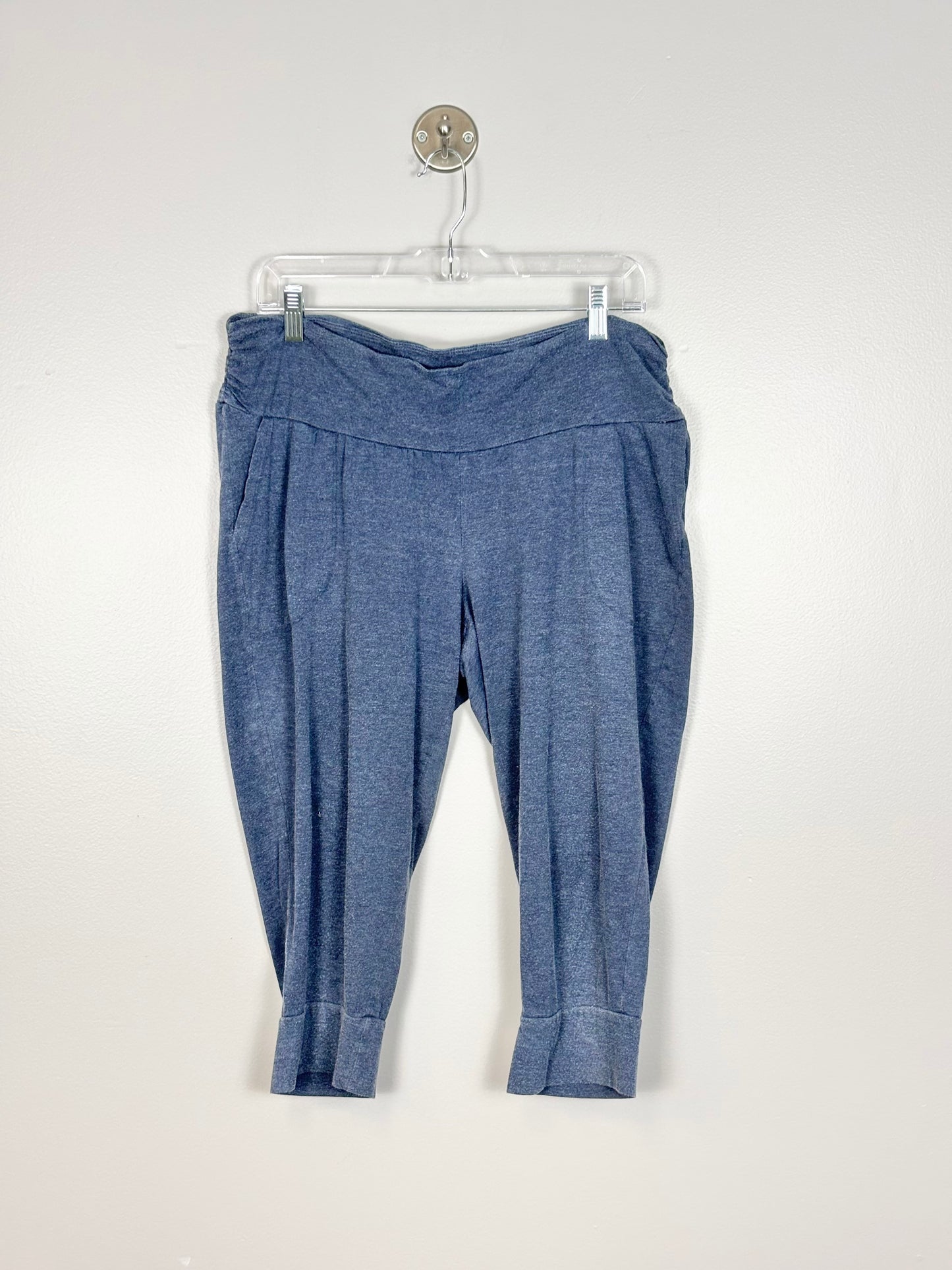 L - Thyme Cropped Blue Pajama Pants