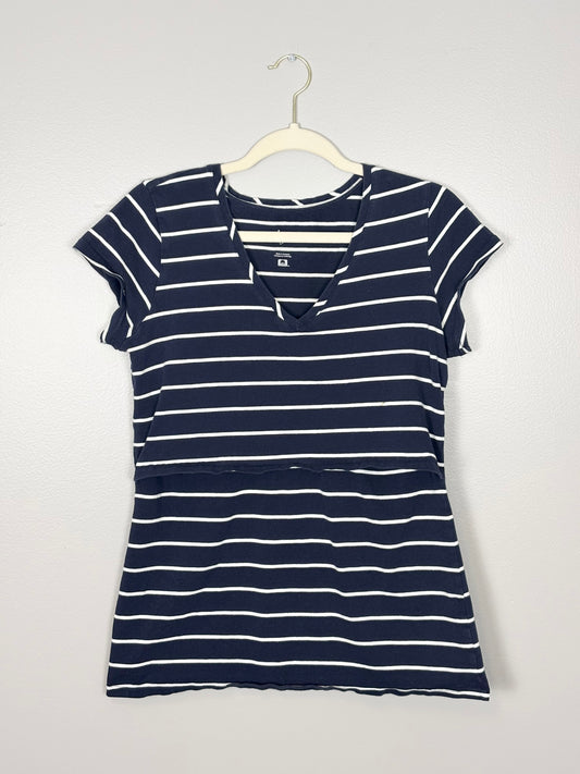 M - Thyme Navy Stripe Nursing Shirt