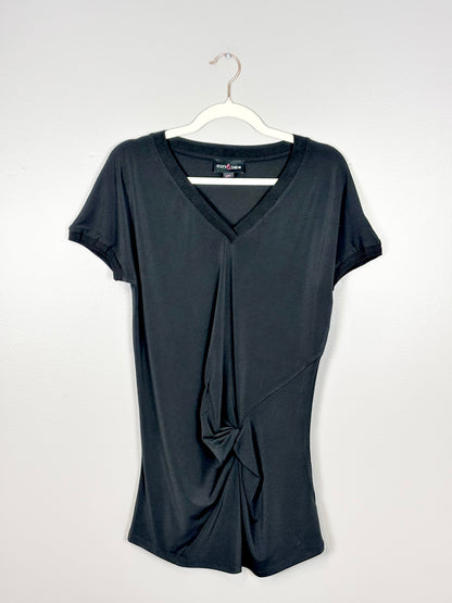 XS - Stork & Babe Tie Front Black Top