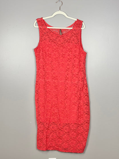 XL - Thyme Coral Lace Shift Dress