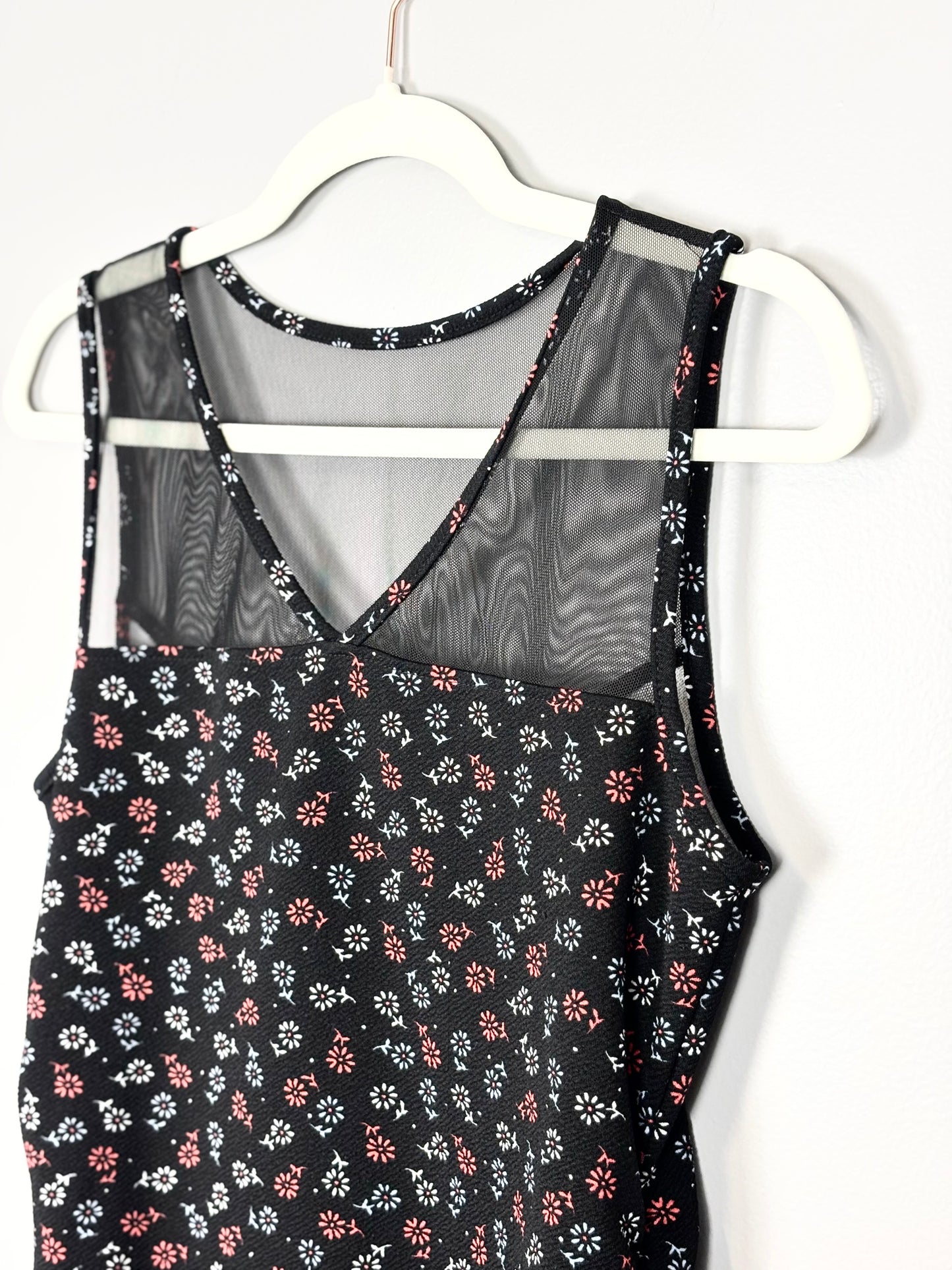 S - Stork & Babe Floral Mesh Sleeveless Top