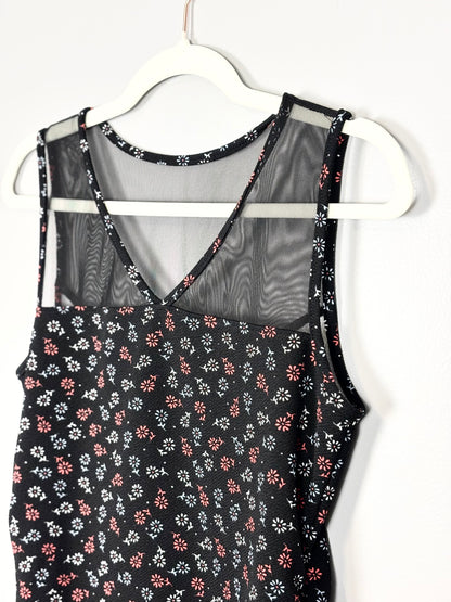 S - Stork & Babe Floral Mesh Sleeveless Top