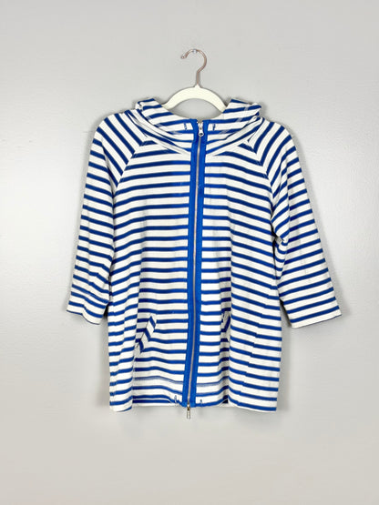 M - Thyme Blue & White Stripe Hoodie