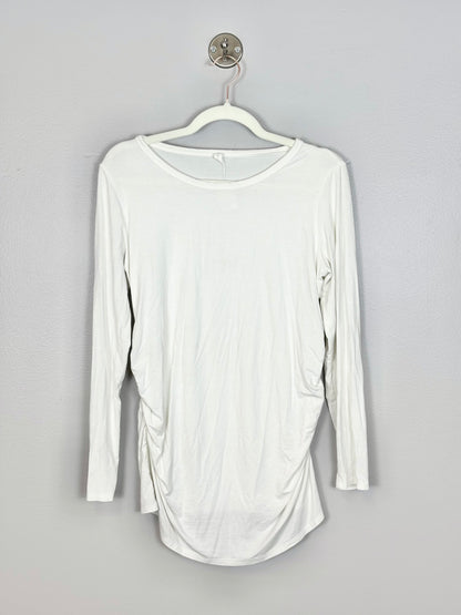 L - Pink Blush Basic White Long-Sleeve Top