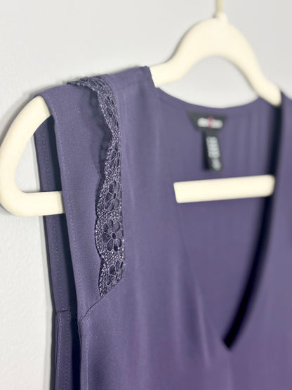 M - Stork & Babe Plum Sleeveless Top with Lace Detail