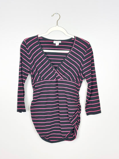 M - Times Two Nursing-Friendly Pink Stripe Shirt