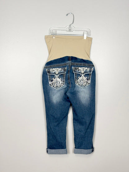 M - Wallflower Bejewelled Denim Capri