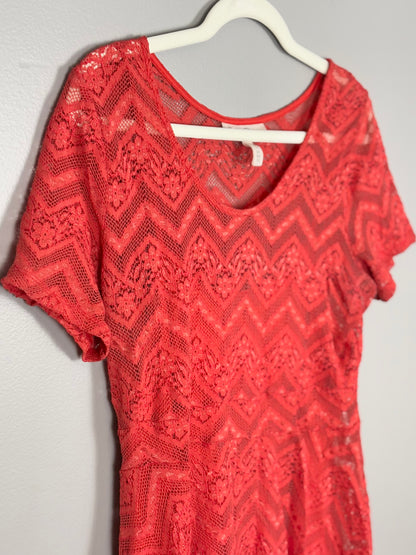 L - Jessica Simpson Burnt Orange Lace Dress